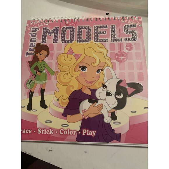 Trendy Model Activity Book Coloring & Stickers Pink Cover with Puppy Dog book - Picture 1 of 7